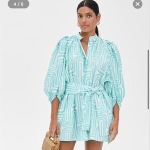 SUNDRESS brand turquoise and white xs/s EUC